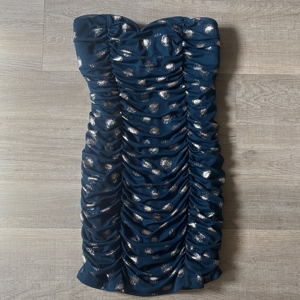 I.N. San Francisco Strapless Dress in Teal with Silver Accents